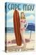 Cape May, New Jersey - Surfing Pinup Girl-Lantern Press-Stretched Canvas