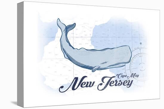 Cape May, New Jersey - Whale - Blue - Coastal Icon-Lantern Press-Stretched Canvas