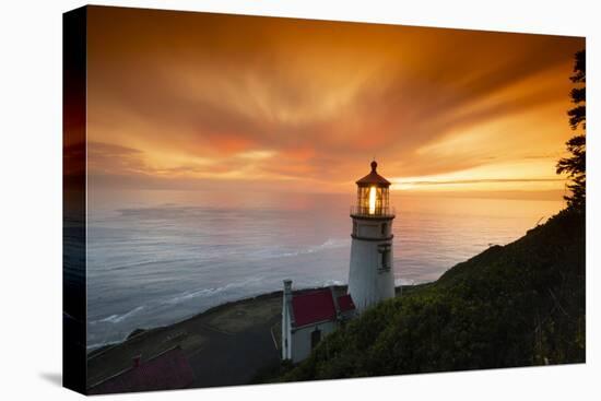 Cape Meares Lighthouse at golden hour, Tillamook County, Oregon, USA-Panoramic Images-Premier Image Canvas