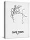 Cape Town Street Map White-NaxArt-Stretched Canvas