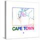 Cape Town Watercolor Street Map-NaxArt-Stretched Canvas