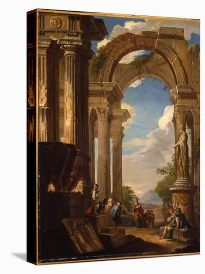 Capricci of Roman Ruins with Figures-Giovanni Paolo Pannini-Premier Image Canvas