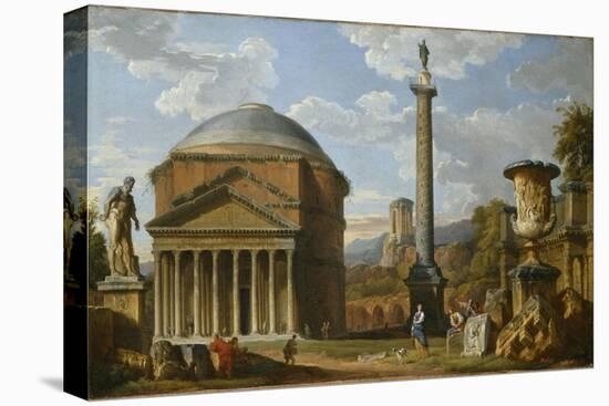 Capriccio of Roman Ruins with the Pantheon, 1737-Giovanni Paolo Pannini-Premier Image Canvas