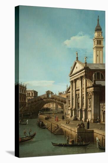 Capriccio: The Rialto Bridge and the Church of S. Giorgio Maggiore, c.1750-Canaletto-Premier Image Canvas