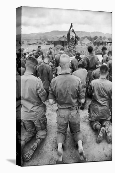 Capt. Bill Carpenter and Members of the 101st Airborne at Outdoor Catholic Mass, Vietnam, 1966-Larry Burrows-Premier Image Canvas