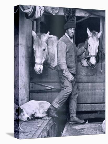 Capt. Oates and Two of the Ponies on the Terra Nova, from Scott's Last Expedition-Herbert Ponting-Premier Image Canvas