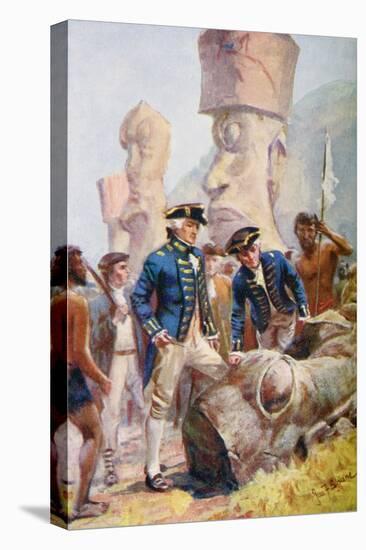 Captain James Cook Examining the Statues on Easter Island-null-Premier Image Canvas