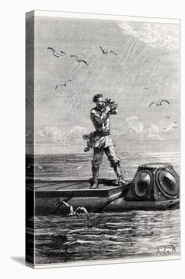 Captain Nemo on Top of the Nautilus, from "20,000 Leagues under the Sea"-Alphonse Marie de Neuville-Premier Image Canvas