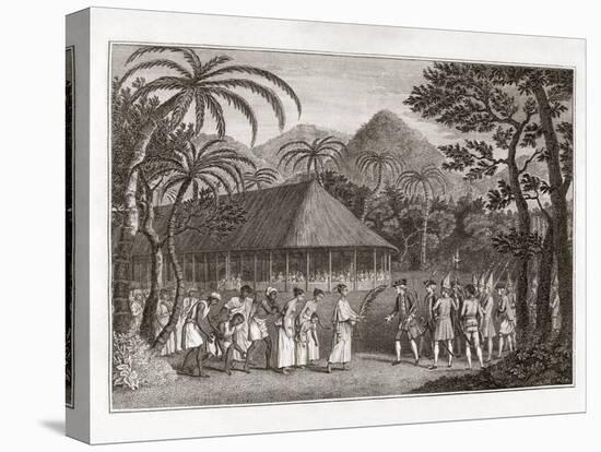 Captain Wallace And Tahitians, 1767-Middle Temple Library-Premier Image Canvas