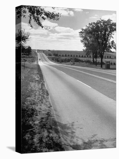 Car Driving West of Omaha on Highway 30-Allan Grant-Premier Image Canvas