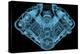 Car Engine X-Ray Blue Transparent Isolated on Black-sauliusl-Stretched Canvas