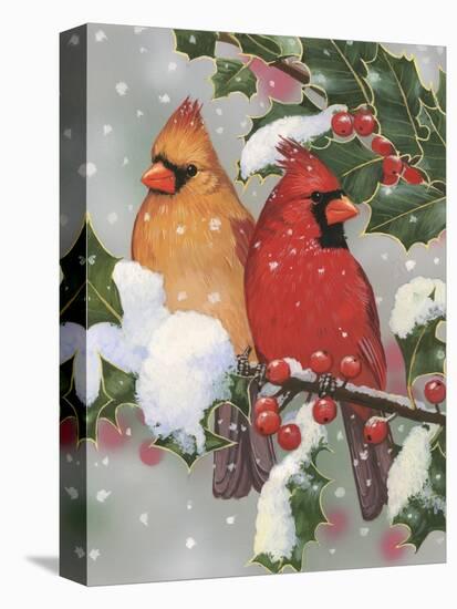 Cardinal Couple with Holly-William Vanderdasson-Premier Image Canvas