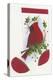 Cardinal with Holly Stocking-Beverly Johnston-Premier Image Canvas