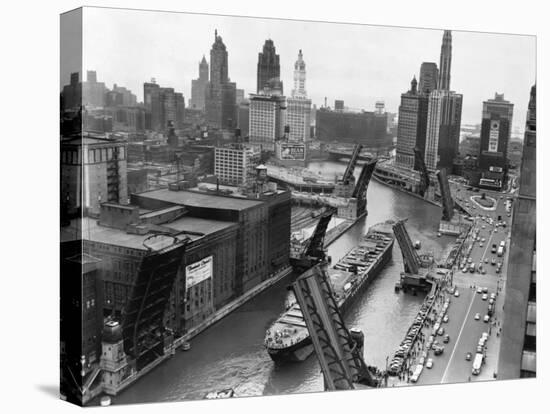 Cargo Ship on Chicago River-null-Premier Image Canvas