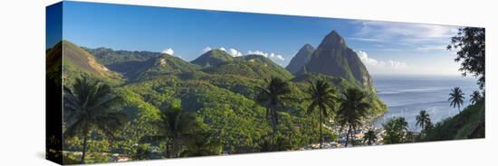 Caribbean, St Lucia, Petit and Gros Piton Mountains-Alan Copson-Premier Image Canvas