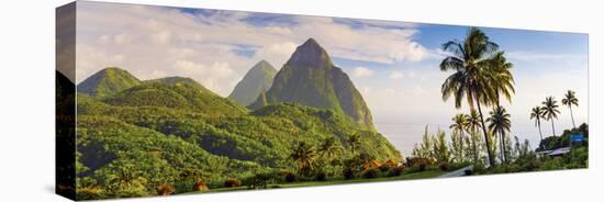 Caribbean, St Lucia, Petit and Gros Piton Mountains-Alan Copson-Premier Image Canvas