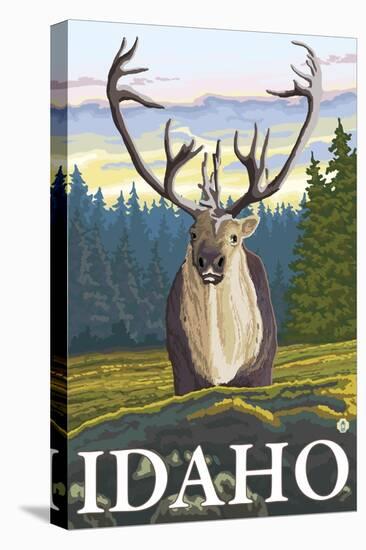 Caribou in the Wild, Idaho-Lantern Press-Stretched Canvas