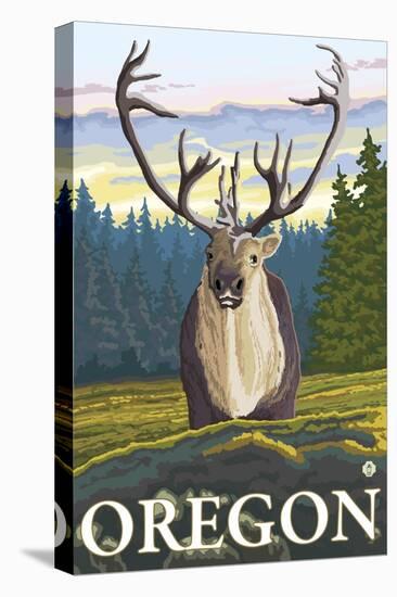 Caribou in the Wild, Oregon-Lantern Press-Stretched Canvas
