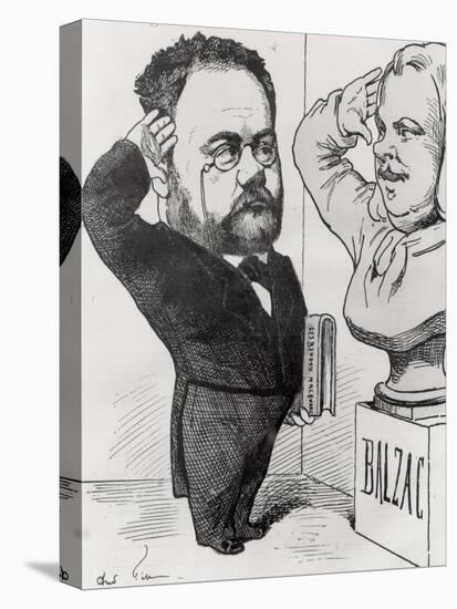 Caricature of Emile Zola Saluting a Bust of Honore de Balzac 1878-André Gill-Premier Image Canvas