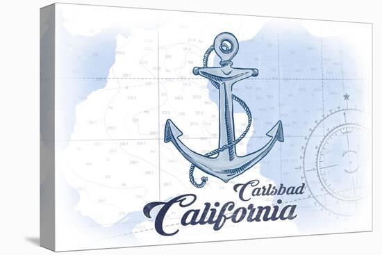 Carlsbad, California - Anchor - Blue - Coastal Icon-Lantern Press-Stretched Canvas