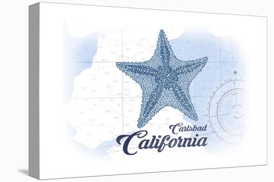 Carlsbad, California - Starfish - Blue - Coastal Icon-Lantern Press-Stretched Canvas