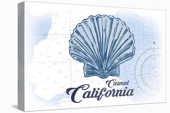 Carmel, California - Scallop Shell - Blue - Coastal Icon-Lantern Press-Stretched Canvas