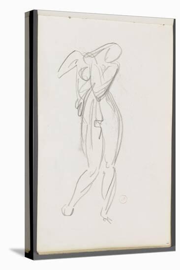 Carnet de dessins : étude de femme debout un bras sur la poitrine pour le Cantique des Cantiques-Gustave Moreau-Premier Image Canvas