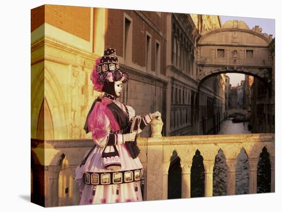 Carnival Costume and the Bridge of Sighs, Venice, Veneto, Italy-Simon Harris-Premier Image Canvas