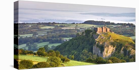 Carreg Cennen Castle at dawn on a misty summer morning, Brecon Beacons National Park, Carmarthenshi-Adam Burton-Premier Image Canvas