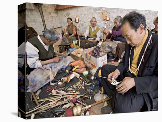 Carrying out Routine Maintenance of Prayer Wheels on a Monastery Roof, Lhasa, Tibet, China-Don Smith-Premier Image Canvas