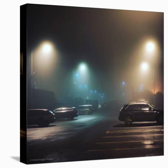 Cars in Car Park with Fog at Night-Tim Kahane-Premier Image Canvas