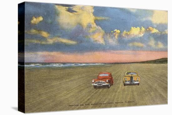 Cars on Sand, Daytona Beach, Florida-null-Stretched Canvas