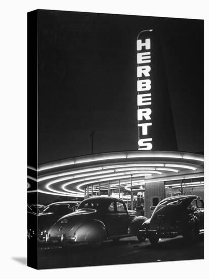 Cars Sitting Outside of a Drive-In Restaurant-Nina Leen-Premier Image Canvas