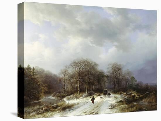 Cart on a Snowy Track-Barend Cornelis Koekkoek-Premier Image Canvas