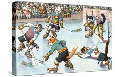 Cat Play Ice Hockey