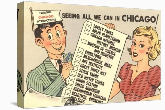 Cartoon Checklist of Sites, Chicago, Illinois-null-Stretched Canvas