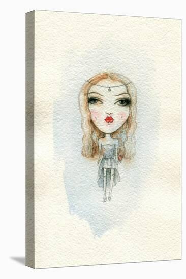 Cartoon Cute Child Girl . Watercolor Illustration-Anna Ismagilova-Stretched Canvas