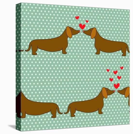 Cartoon Dogs Pattern.-TashaNatasha-Stretched Canvas