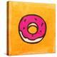 Cartoon Donut. Cute Hand Drawn, Vintage Paper Texture-Ozerina Anna-Stretched Canvas