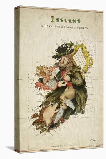 Cartoon Map Of Ireland As a Man With a Child-Lilian Lancaster-Premier Image Canvas