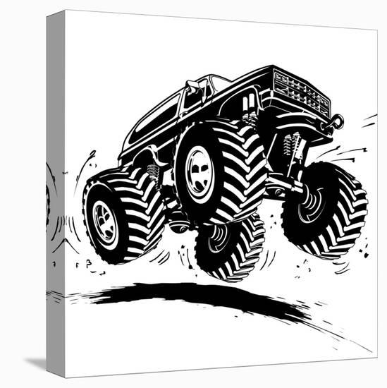 Cartoon Monster Truck-Mechanik-Stretched Canvas