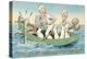 Cartoon, Sailors with Mermaid Picture-null-Stretched Canvas