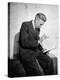 Cartoonist James Thurber Posing with His Work-Bob Landry-Premier Image Canvas