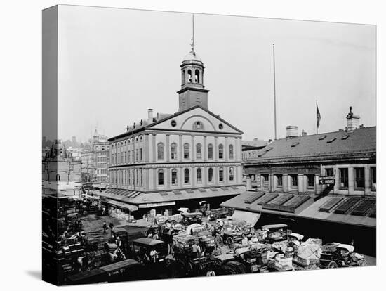 Carts and Wagons in Front of Faneuil Hall-null-Premier Image Canvas