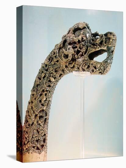 Carved dragon-head post from the ship burial at Oseberg, 850 AD-Werner Forman-Premier Image Canvas