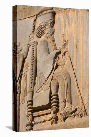 Carved relief of Darius the Great, builder of Persepolis, UNESCO World Heritage Site, Iran, Middle -James Strachan-Premier Image Canvas