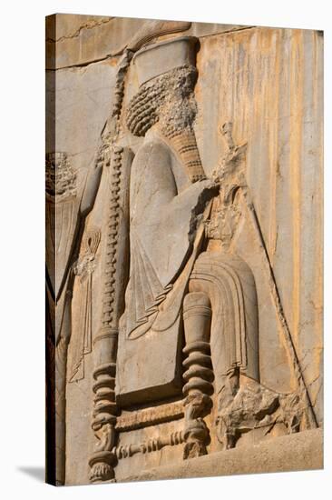 Carved relief of Darius the Great, builder of Persepolis, UNESCO World Heritage Site, Iran, Middle -James Strachan-Premier Image Canvas