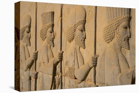 Carved relief of Royal Persian Guards, Apadana Palace, Persepolis, UNESCO World Heritage Site, Iran-James Strachan-Premier Image Canvas