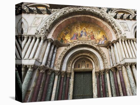 Carvings and Facade Mosaics on the Basilica San Marco, Venice, Italy-Dennis Flaherty-Premier Image Canvas