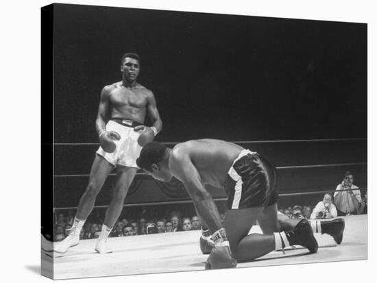 Cassius Clay Dancing Around Ring, Looking at Floyd Patterson, Whom He Has Just Knocked Down-Art Rickerby-Premier Image Canvas